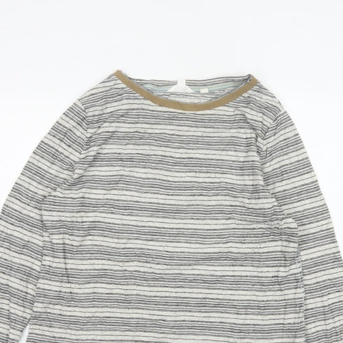 White Stuff Women White Striped Long Sleeve Jersey T-Shirt UK 16