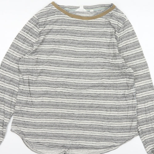 White Stuff Women White Striped Long Sleeve Jersey T-Shirt UK 16