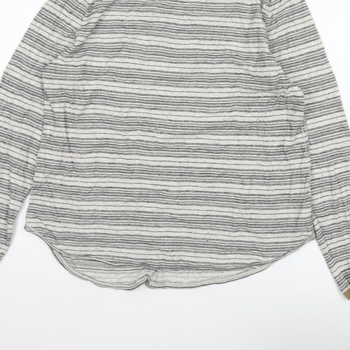 White Stuff Women White Striped Long Sleeve Jersey T-Shirt UK 16