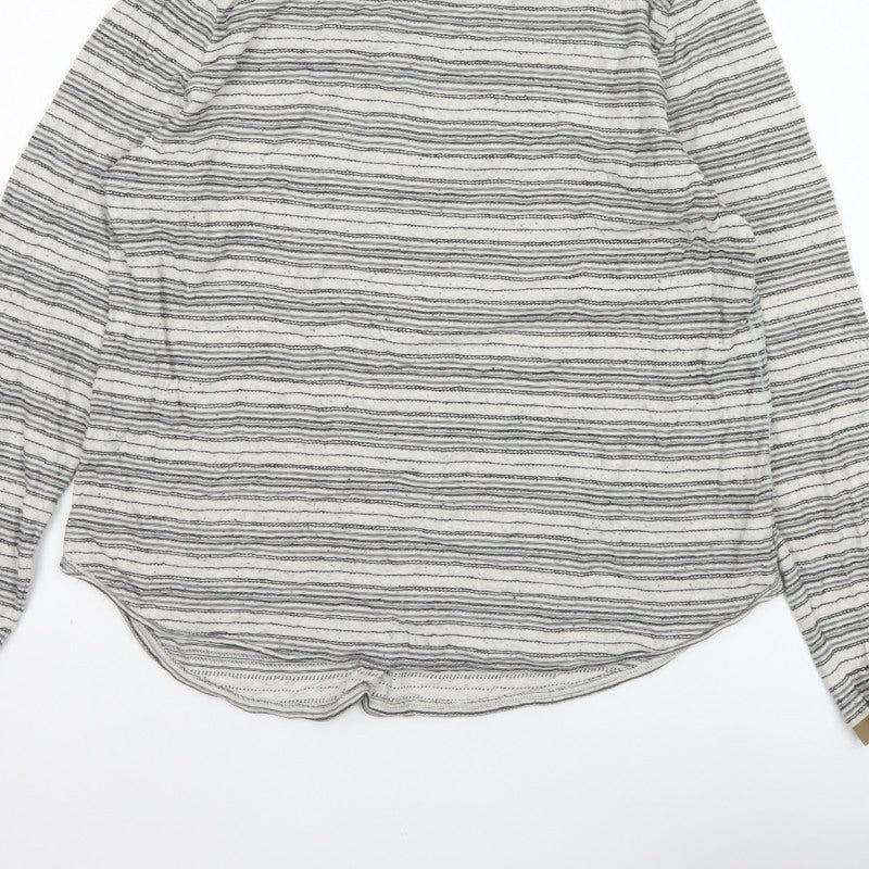 White Stuff Women White Striped Long Sleeve Jersey T-Shirt UK 16