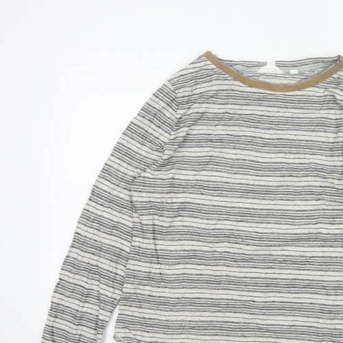 White Stuff Women White Striped Long Sleeve Jersey T-Shirt UK 16