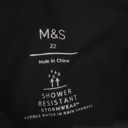 M&S Women’s Black Size 22 Hooded Shower Resistant Puffer Jacket