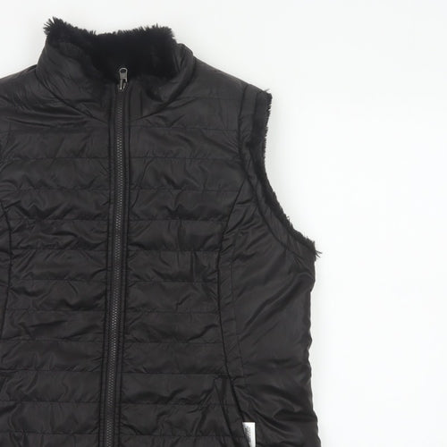 Original Women’s Black L Quilted Puffer Bodywarmer Fur Trim