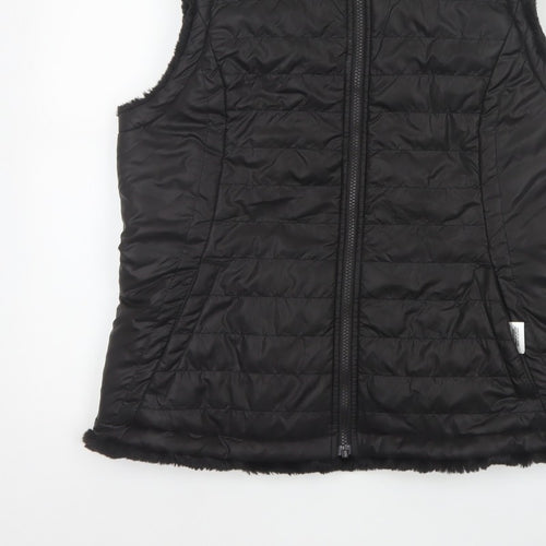 Original Women’s Black L Quilted Puffer Bodywarmer Fur Trim