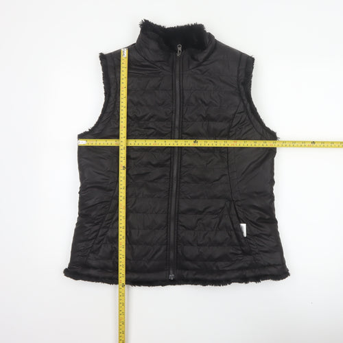 Original Women’s Black L Quilted Puffer Bodywarmer Fur Trim