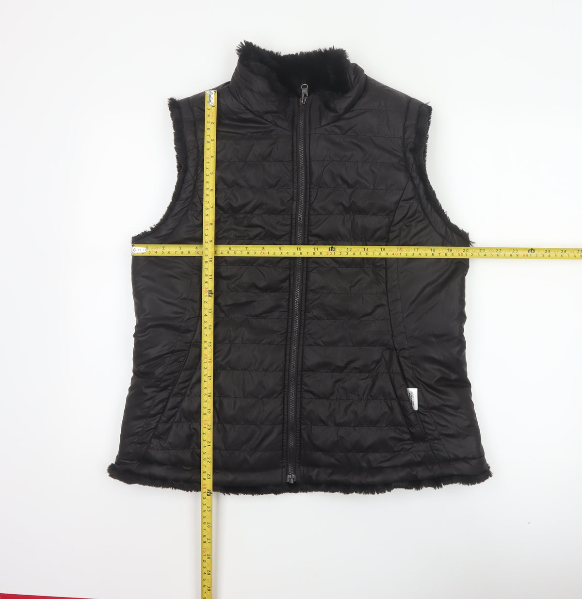 Original Women’s Black L Quilted Puffer Bodywarmer Fur Trim