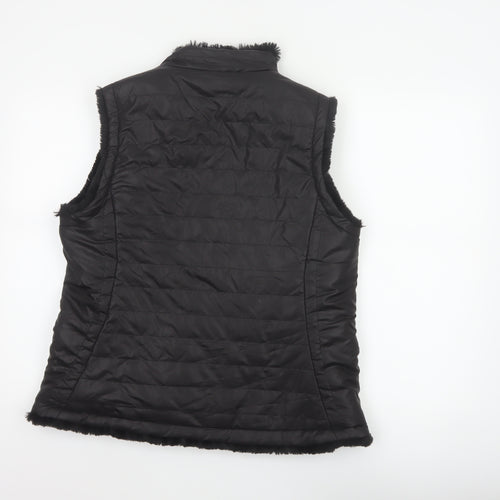Original Women’s Black L Quilted Puffer Bodywarmer Fur Trim