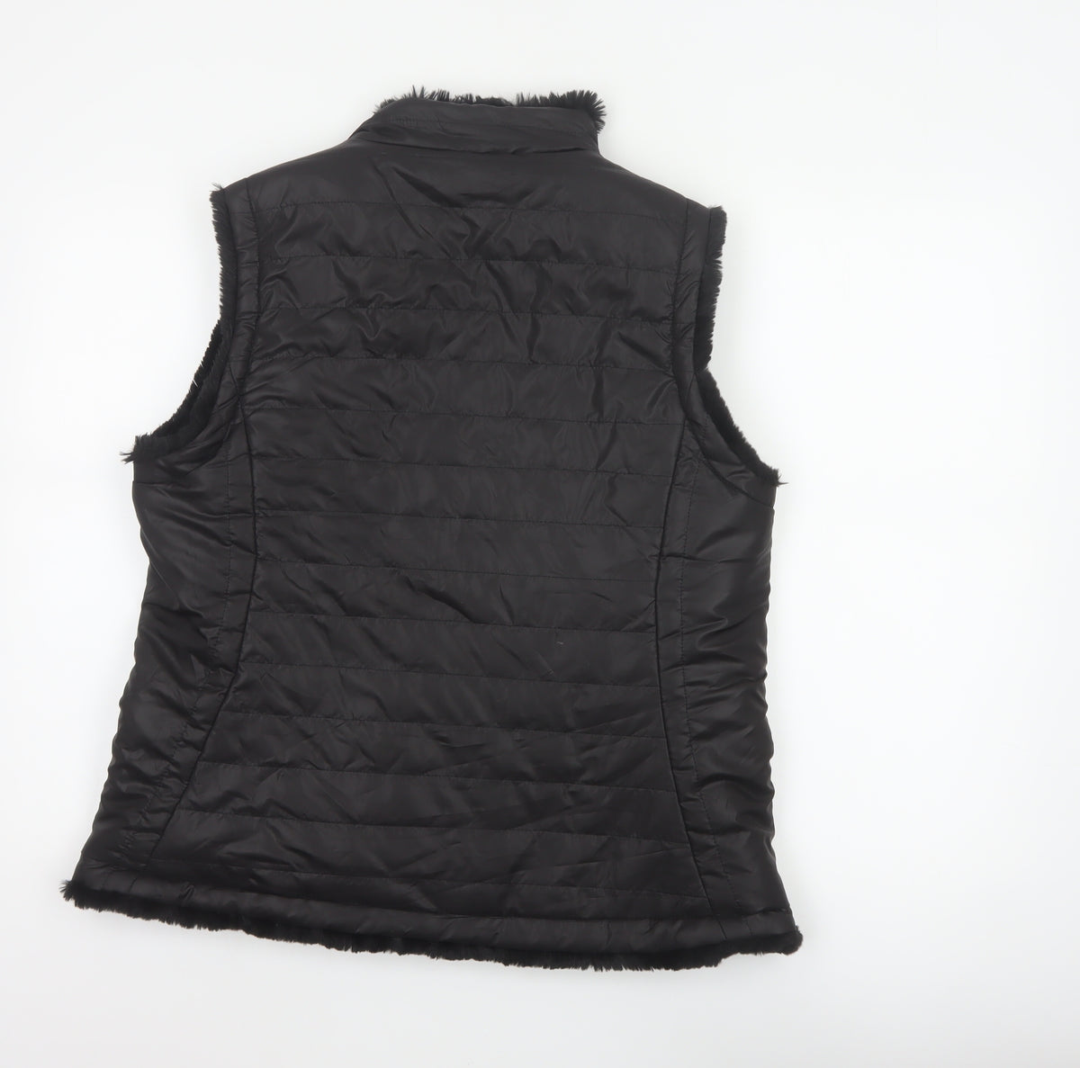 Original Women’s Black L Quilted Puffer Bodywarmer Fur Trim