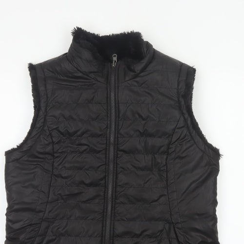 Original Women’s Black L Quilted Puffer Bodywarmer Fur Trim