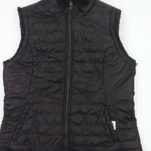 Original Women’s Black L Quilted Puffer Bodywarmer Fur Trim