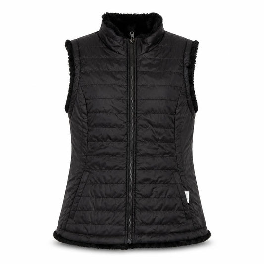 Original Women’s Black L Quilted Puffer Bodywarmer Fur Trim
