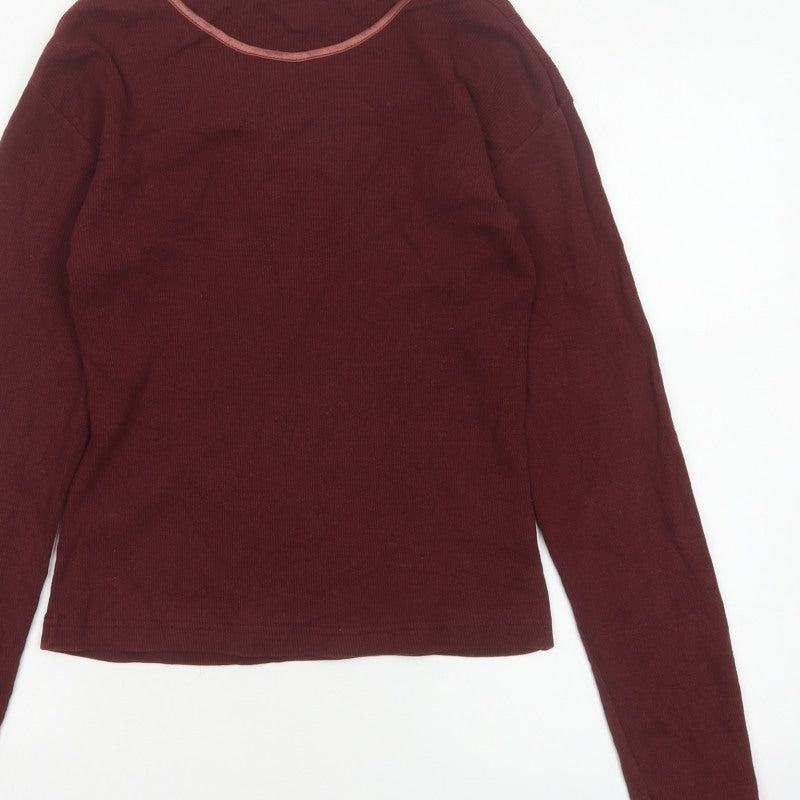 Hawkshead Women’s Brown M Ribbed Long Sleeve Basic Jersey T-Shirt