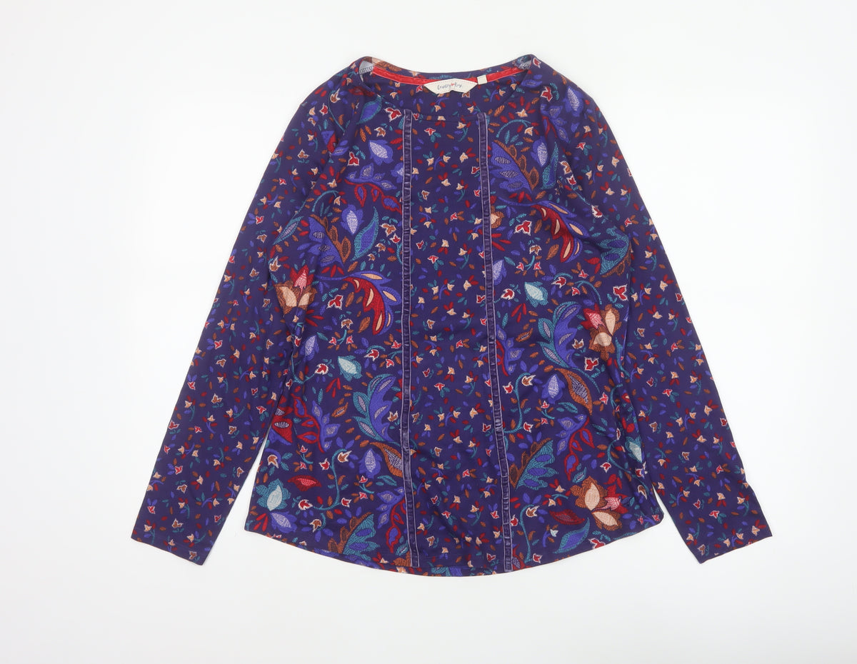 Country Rose Women’s Blue Floral Long Sleeve Blouse Size S