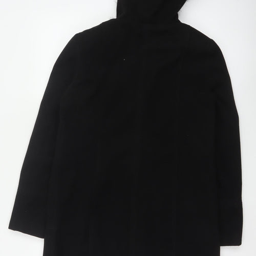 Oasis Women’s Black M Long Hooded Faux Fur Trim Parka Coat