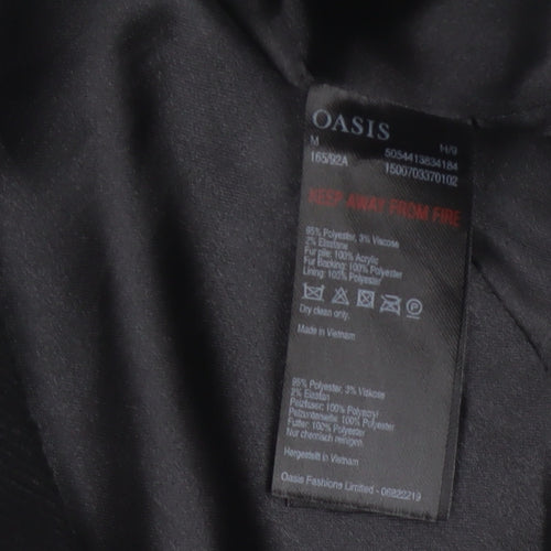 Oasis Women’s Black M Long Hooded Faux Fur Trim Parka Coat