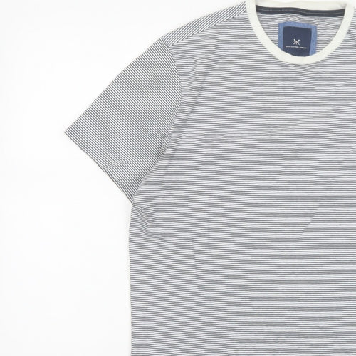 Crew Clothing Company Men’s M White Blue Stripe Cotton Crew Neck T-Shirt