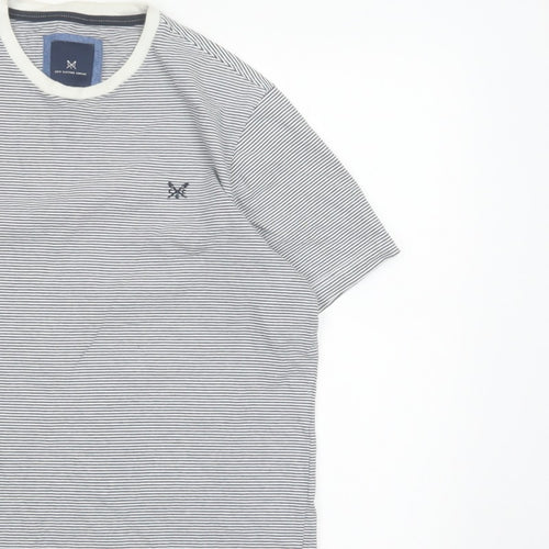 Crew Clothing Company Men’s M White Blue Stripe Cotton Crew Neck T-Shirt