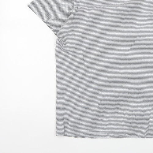 Crew Clothing Company Men’s M White Blue Stripe Cotton Crew Neck T-Shirt