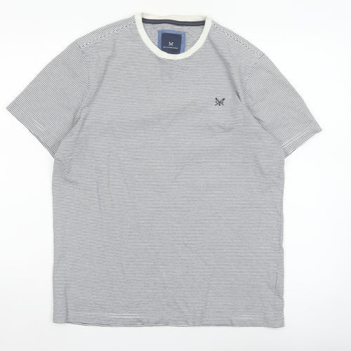 Crew Clothing Company Men’s M White Blue Stripe Cotton Crew Neck T-Shirt