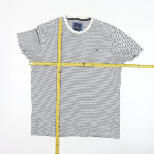 Crew Clothing Company Men’s M White Blue Stripe Cotton Crew Neck T-Shirt
