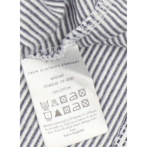 Crew Clothing Company Men’s M White Blue Stripe Cotton Crew Neck T-Shirt