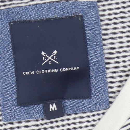 Crew Clothing Company Men’s M White Blue Stripe Cotton Crew Neck T-Shirt