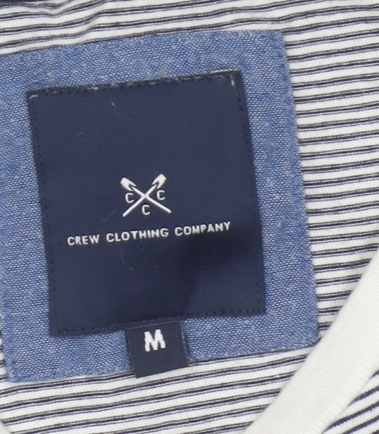Crew Clothing Company Men’s M White Blue Stripe Cotton Crew Neck T-Shirt
