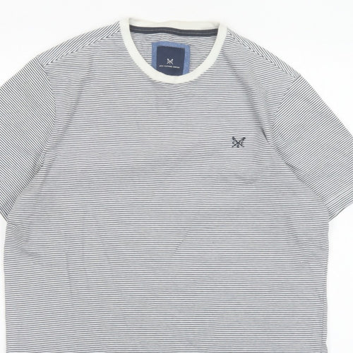 Crew Clothing Company Men’s M White Blue Stripe Cotton Crew Neck T-Shirt