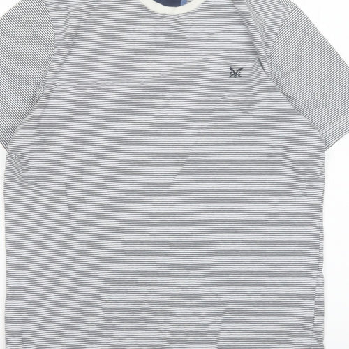 Crew Clothing Company Men’s M White Blue Stripe Cotton Crew Neck T-Shirt