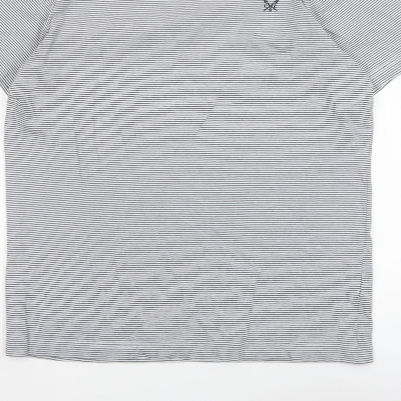 Crew Clothing Company Men’s M White Blue Stripe Cotton Crew Neck T-Shirt