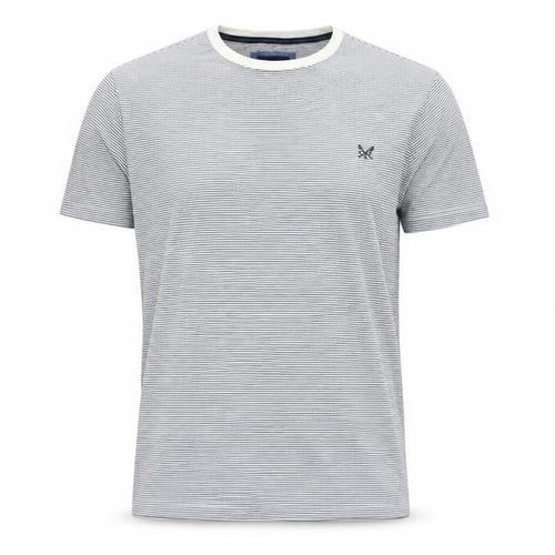 Crew Clothing Company Men’s M White Blue Stripe Cotton Crew Neck T-Shirt