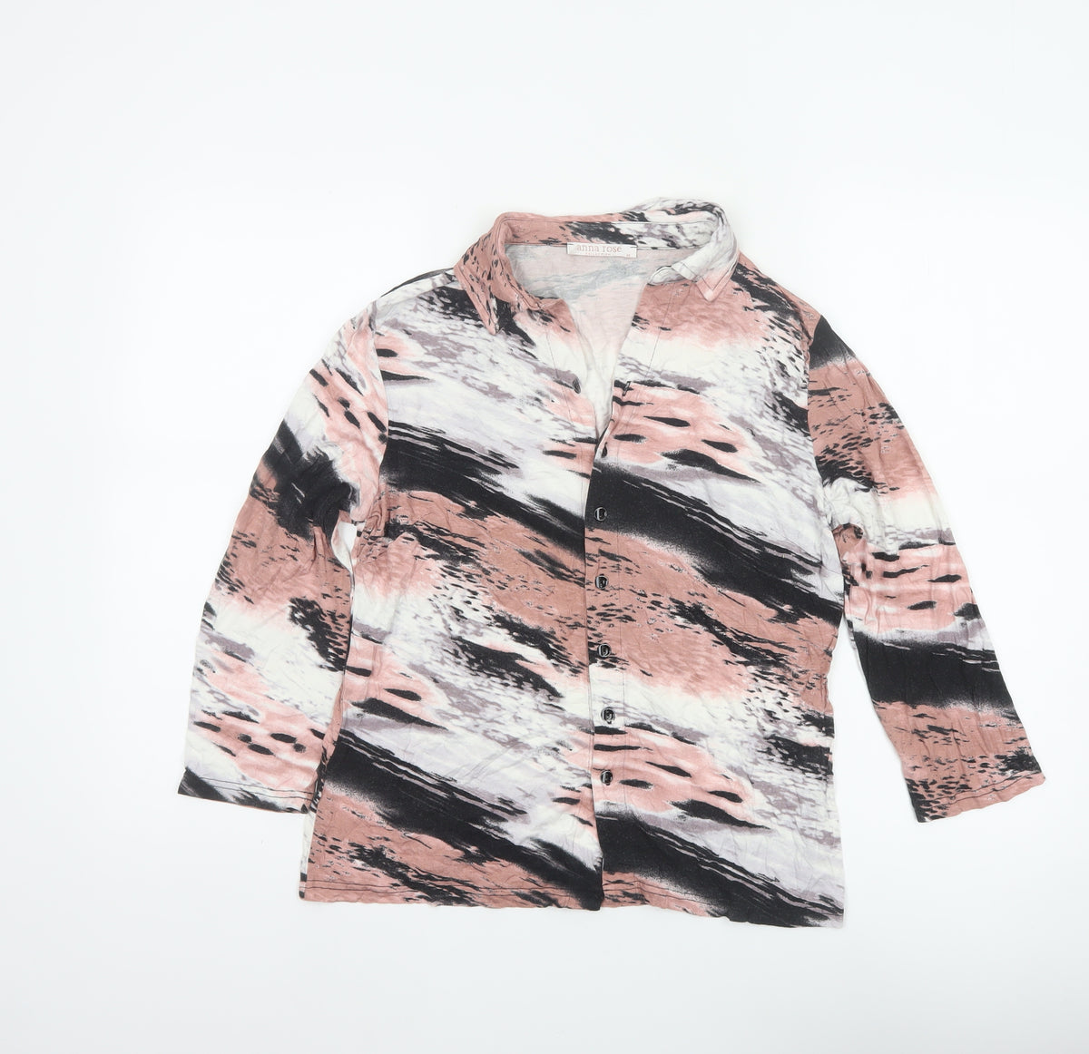Back view of Anna Rose Women’s Multicoloured M Abstract Print Collared Button-Up Blouse