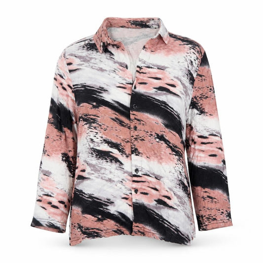 Anna Rose Women’s Multicoloured M Abstract Print Collared Button-Up Blouse