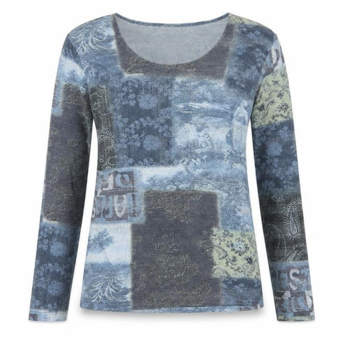 Laura Lebek Women Blue UK 12 Jersey Long Sleeve Scoop Neck T-Shirt