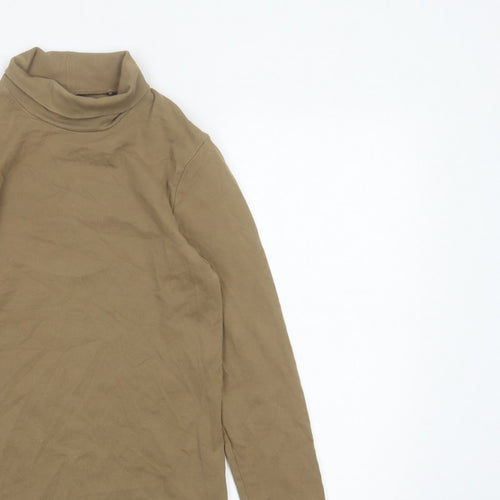 Uniqlo Women Brown M Basic Cotton Roll Neck Long Sleeve T-Shirt