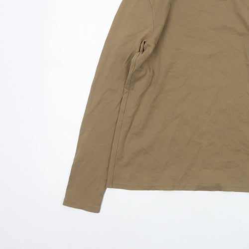 Uniqlo Women Brown M Basic Cotton Roll Neck Long Sleeve T-Shirt