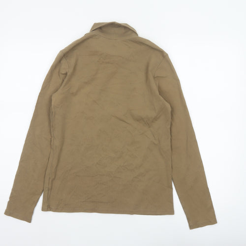 Uniqlo Women Brown M Basic Cotton Roll Neck Long Sleeve T-Shirt