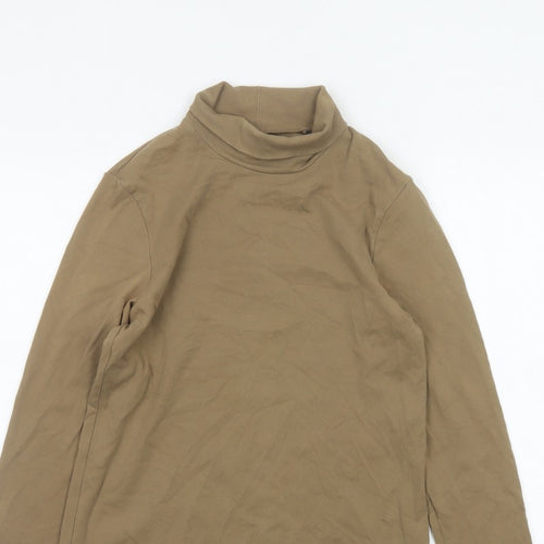 Uniqlo Women Brown M Basic Cotton Roll Neck Long Sleeve T-Shirt