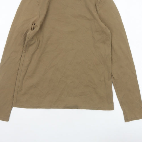 Uniqlo Women Brown M Basic Cotton Roll Neck Long Sleeve T-Shirt