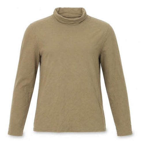 Uniqlo Women Brown M Basic Cotton Roll Neck Long Sleeve T-Shirt