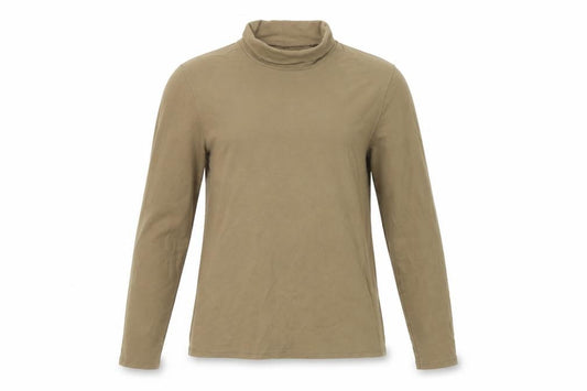 Uniqlo Women Brown M Basic Cotton Roll Neck Long Sleeve T-Shirt