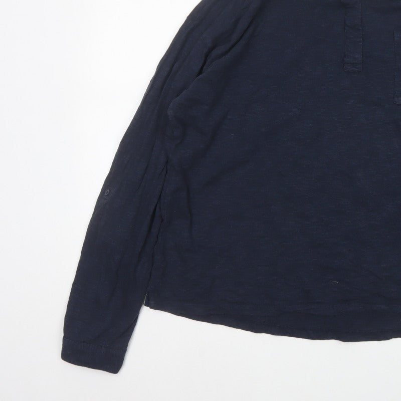 Fat Face Women Blue UK 14 Collared Long Sleeve Roll Tab Shirt