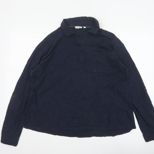 Fat Face Women Blue UK 14 Collared Long Sleeve Roll Tab Shirt