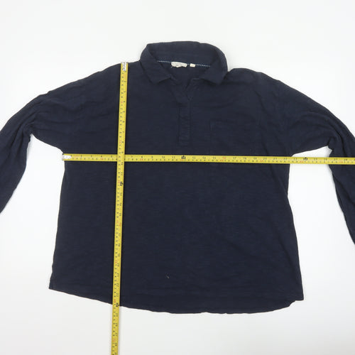 Fat Face Women Blue UK 14 Collared Long Sleeve Roll Tab Shirt