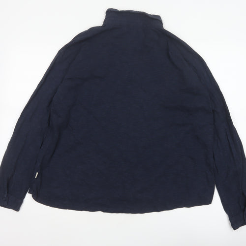 Fat Face Women Blue UK 14 Collared Long Sleeve Roll Tab Shirt