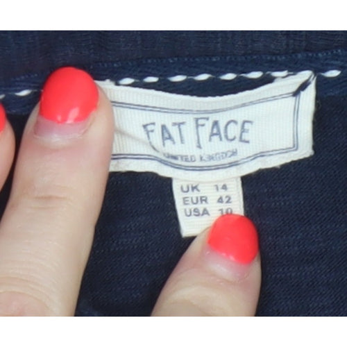 Fat Face Women Blue UK 14 Collared Long Sleeve Roll Tab Shirt