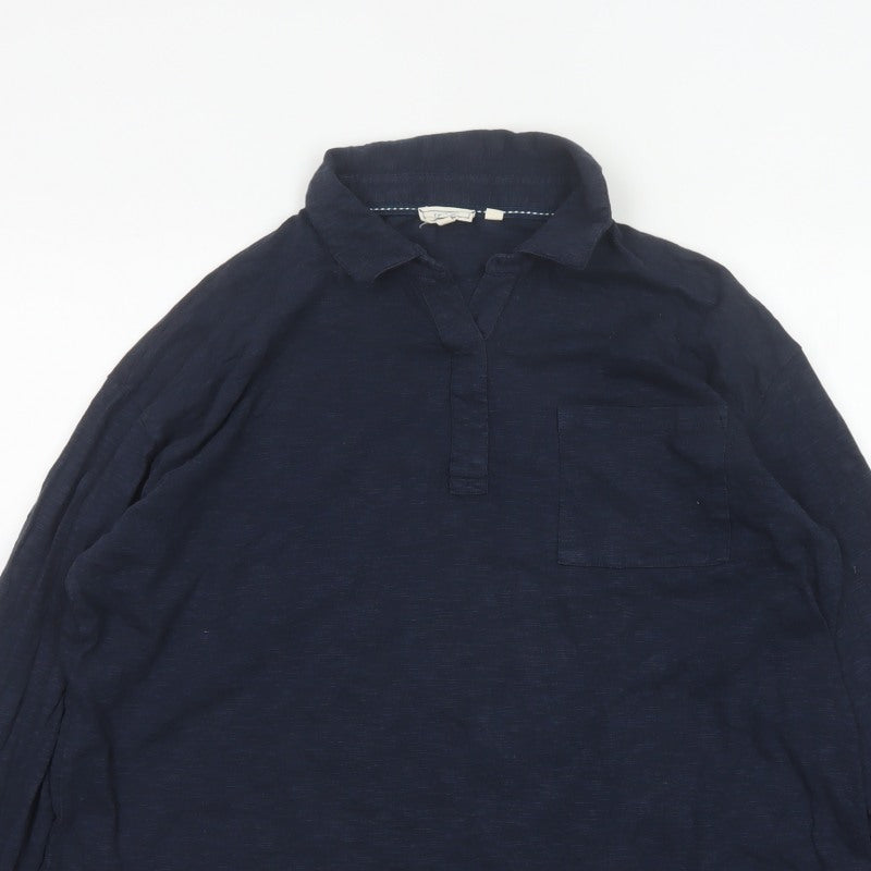 Fat Face Women Blue UK 14 Collared Long Sleeve Roll Tab Shirt
