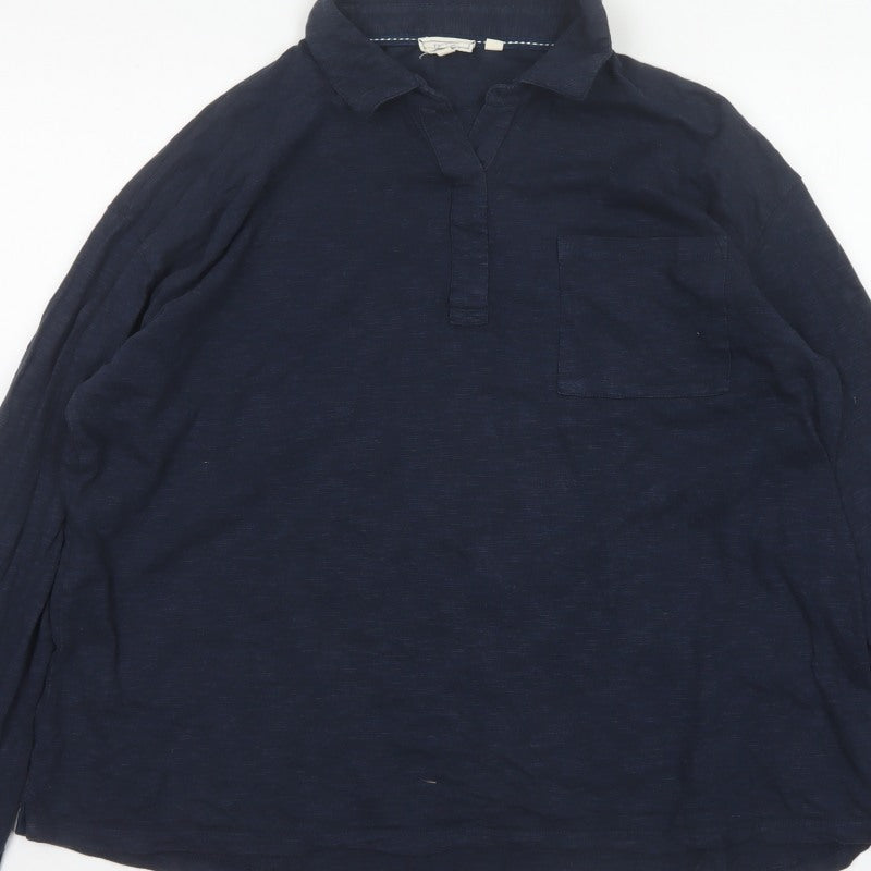 Fat Face Women Blue UK 14 Collared Long Sleeve Roll Tab Shirt