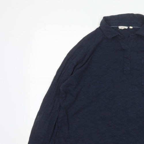 Fat Face Women Blue UK 14 Collared Long Sleeve Roll Tab Shirt