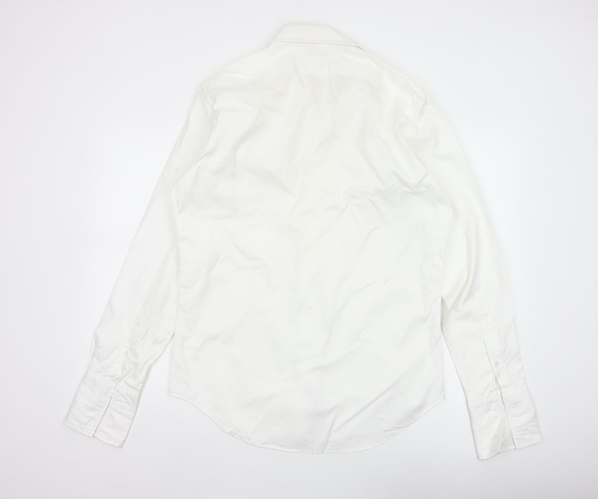 Van Heusen Men’s Ivory Fitted 16 Point Collar French Cuff Dress Shirt